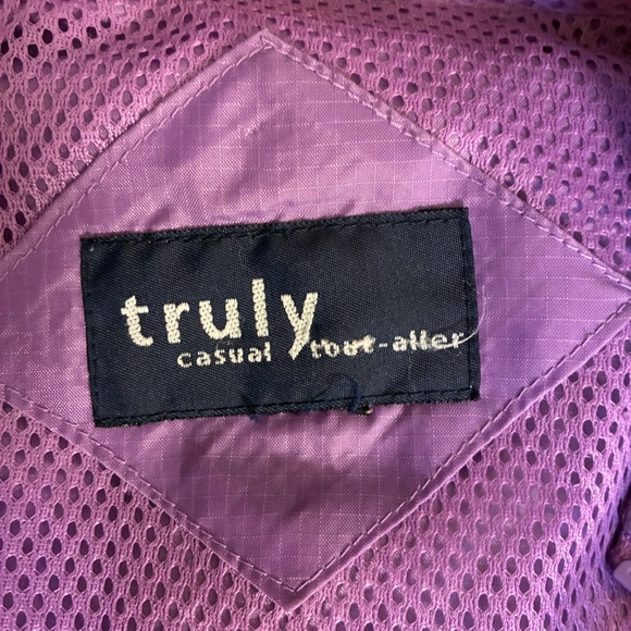 VINTAGE TRULY Purple Mesh Windbreaker Jacket with Hidden Hood – Fits 2XL - Picture 6 of 7